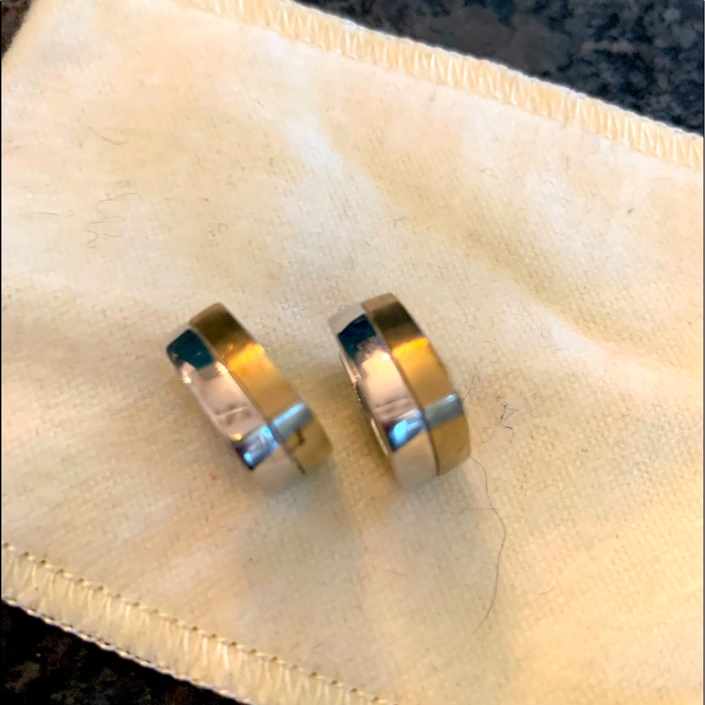 Sterling silver and gold earrings small 1/2inch